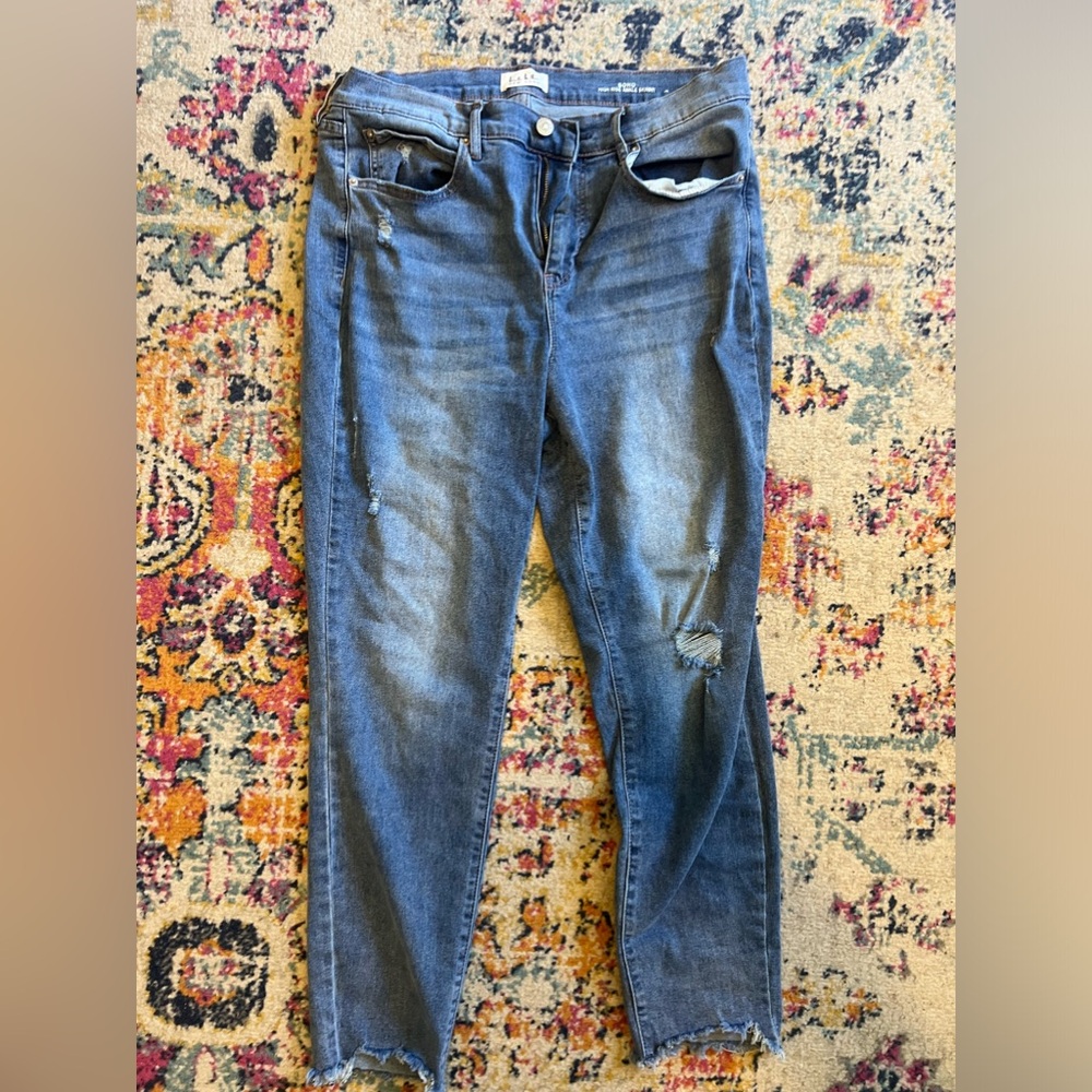 Nicole Miller high rise ankle skinny stretch high waisted medium wash blue jeans